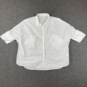 Womens White Boxy Button Up Shirt Size T3 EU Size 42 US 10 Lagenlook Oversized